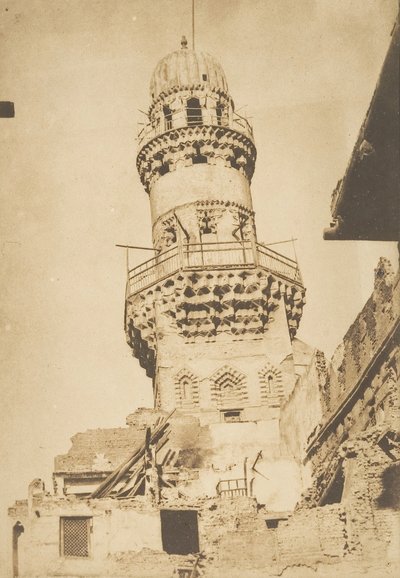 Krzywy minaret meczetu Bibars, Kair, grudzień 1849-styczeń 1850. autorstwa Maxime Du Camp