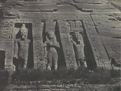 Nubii. Ibsamboul. Północna część Speos Hathor, 1850. autorstwa Maxime Du Camp