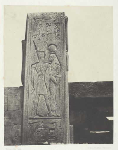 Pałac Karnak, filar przed sanktuarium granitowym, Teby, 184951, druk 1852. autorstwa Maxime Du Camp