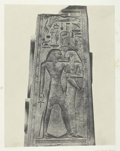 Pałac Karnak, filar przed sanktuarium granitowym, Teby, 184951, druk 1852. autorstwa Maxime Du Camp