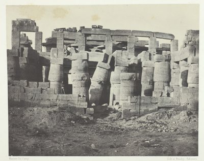 Pałac Karnak, Sala Hypostyle Zabrana na Północ, Teby, 184951, wydruk 1852. autorstwa Maxime Du Camp