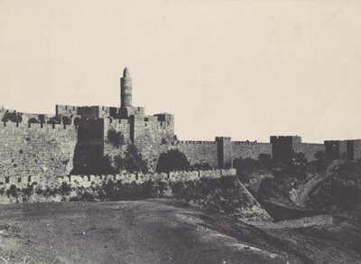 Palestyna. Jerozolima. Zachodnia część murów, 1850 r. autorstwa Maxime Du Camp
