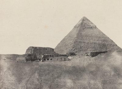 Piramida Chefrena, Środkowy Egipt, płyta 10 z albumu "Egipt, Nubia, Palestyna i Syria" (1852) autorstwa Maxime Du Camp