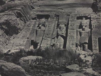 Południowa część wykutej w skale świątyni Hathor, Abu Simbel, 1850. autorstwa Maxime Du Camp