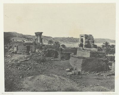 Wioska i świątynia na wyspie Béghé, na zachód od Philoe, Nubia, 184951, wydrukowany w 1852 roku. autorstwa Maxime Du Camp