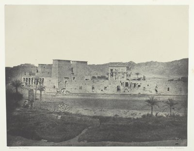 Widok zaczerpnięty z wyspy Beghé, Patrząc na zachód, Philoe, Nubia, 184951, wydrukowany w 1852 r. autorstwa Maxime Du Camp