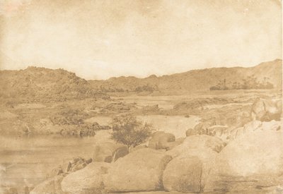 Widok z pierwszej katarakty na prawym brzegu, 1849-50. autorstwa Maxime Du Camp
