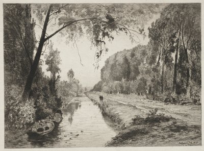 Kanał w Pont Sainte-Maxence, c. 1878. autorstwa Maxime Lalanne