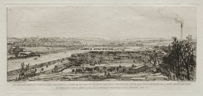 Artystyczne wspomnienia oblężenia Paryża: Widok z wiaduktu Pont-du-Jour..., 1870-71. autorstwa Maxime Lalanne