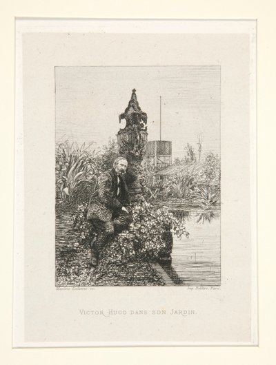 Victor Hugo dans son jardin (Wiktor Hugo w swoim ogrodzie), pl. 12 z apartamentu Chez Victor Hugo (Victor Hugo autorstwa Maxime Lalanne