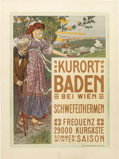 Uzdrowisko Baden koło Wiednia, ok. 1900 r. 1910. autorstwa Maximilian Liebenwein