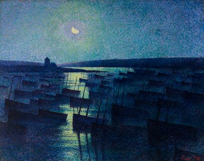 Camaret, światło księżyca i łodzie rybackie autorstwa Maximilien Luce