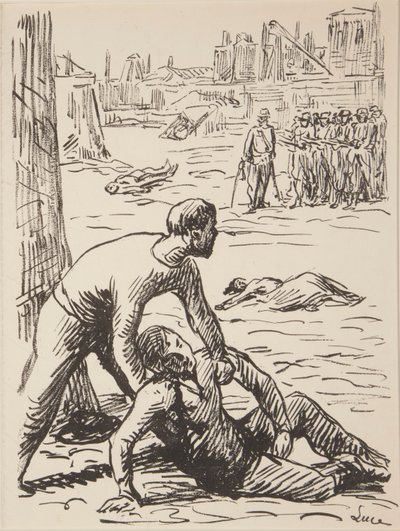 Dziewięć druków bez tytułu z tematami politycznymi autorstwa Maximilien Luce