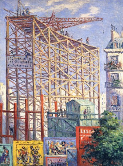 Rusztowania i plakaty, ok. 1912 autorstwa Maximilien Luce