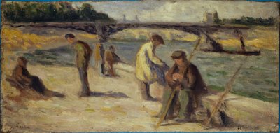 Brzeg rzeki Quai Malaquais, przed 1936 (olej na drewnie) autorstwa Maximilien Luce