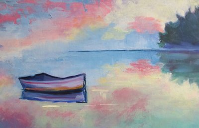 Spokojna łódź w pastelowych barwach autorstwa Maxine Shore