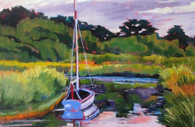 Łódź żaglowa „Tranquil Marsh” autorstwa Maxine Shore