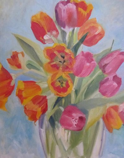 Żywe wiosenne tulipany autorstwa Maxine Shore