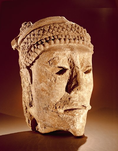 Głowa wycięta ze ściany w Comalcalco, Tabasco, Classic Maya (stiuk) autorstwa Mayan