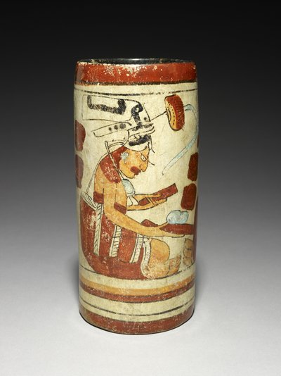 Wazon ze sceną prezentacyjną, 600-900 AD (ceramiczne z poślizgiem) autorstwa Mayan