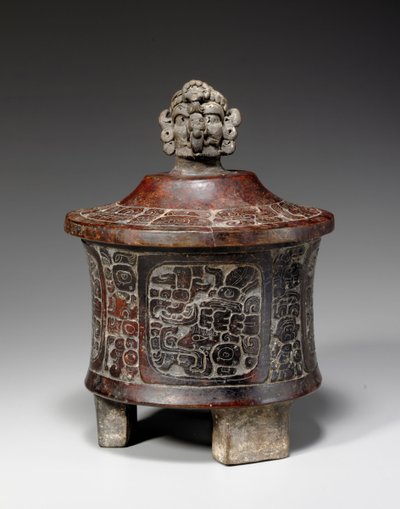 Naczynie na trójnogu z pokrywką Majów, ok. 250-450 autorstwa Mayan Mayan