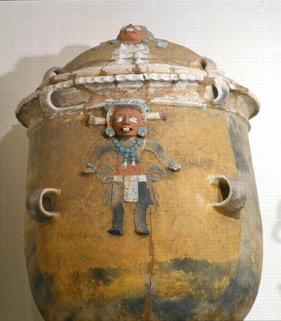 Urna grobowa z pokrywką, Ixil, Quiche, Gwatemala, Wczesny okres postklasyczny (900-1200) (ceramika polichromowana) autorstwa Mayan Mayan