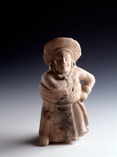 Statuetka z gliny antropomorficznej przedstawiająca gracza w piłkę, pełni funkcję instrumentu muzycznego. z St. Augustine Acasaguastlan El Progeso, Gwatemala. Ciemny. 19x8,5 cm Gwatemala, Muzeum Narodowe di autorstwa Mayan Mayan