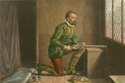 James Hamilton czekający na zbliżającego się regenta Moraya (kolorowy grawerunek) autorstwa McLaren John Ralston