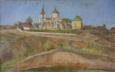 Tarkhany. Widok kościoła Archanioła Michała, 1938 autorstwa Meer Michailovich Gokhstein