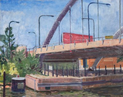 Damen Bridge from the River, 2011 (olej na płótnie) autorstwa Megan Williamson