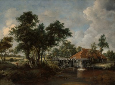 Młyn Wodny z Wielkim Czerwonym Dachem, 166265. autorstwa Meindert Hobbema