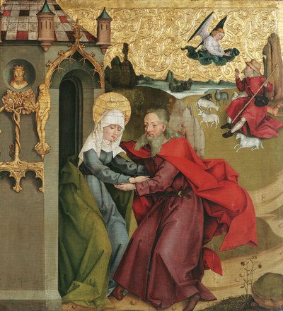 Spotkanie Joachima i Anny przy Złotej Bramie autorstwa Meister der Divisio Apostolorum
