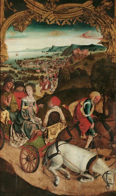 lot świętych Cantius, Cantianus i Cantianilla (wewnątrz); Chrystus na Górze Oliwnej (na zewnątrz) autorstwa Meister des Krainburger Altars