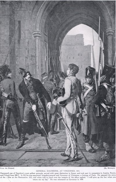 Generał Daumesnil w Vincennes, 1815, ilustracja z „Historia Narodów Hutchinsona”, c.1910 autorstwa Melanque