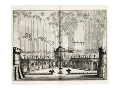 Fajerwerki z okazji ślubu Leopolda I (1640-1705), cesarza rzymskiego i Małgorzaty Teresy z Hiszpanii (1651-73) w Wiedniu, grudzień 1666 autorstwa Melchior Küsel