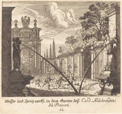Ogrody kardynała Aldobrandiniego, Frascati autorstwa Melchior Küsel after Johann Wilhelm Baur