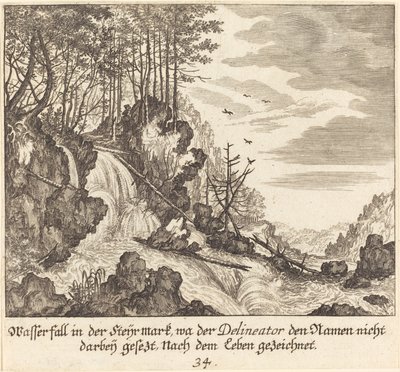 Wodospad autorstwa Melchior Küsel after Johann Wilhelm Baur