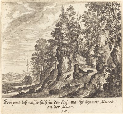 Wodospad autorstwa Melchior Küsel after Johann Wilhelm Baur