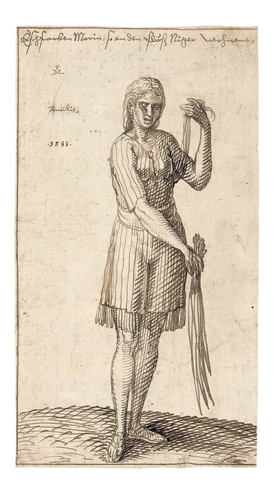 Nigeryjska kobieta trzymająca trzciny, 1583 autorstwa Melchior Lorck