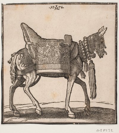 Wspaniale wyposażony muł, profil w kierunku h. autorstwa Melchior Lorck