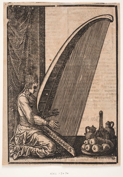 Kobieta harfistka autorstwa Melchior Lorck