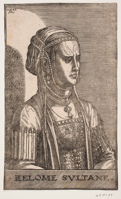 Portret Sultaninde, półprofil do p.: SELOME SULTANE autorstwa Melchior Lorck