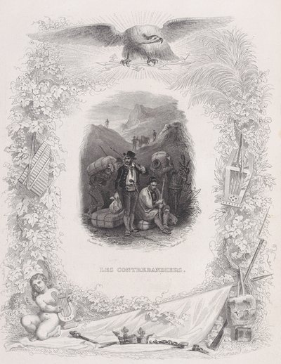 Przemytnicy, z Pieśni Bérangera, 1829 autorstwa Melchior Peronard