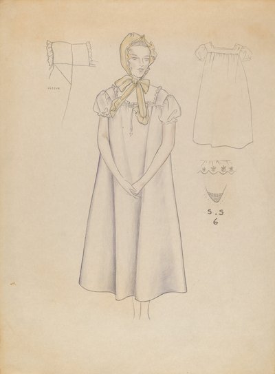 Koszula nocna i czapka, 19351942. autorstwa Melita Hofmann