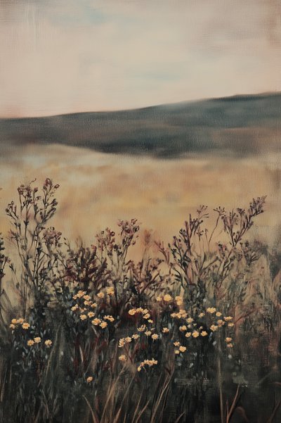Złote pole z polnymi kwiatami autorstwa Melloi Art Prints
