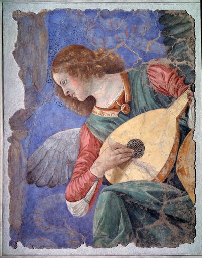 Anioł grający na lutni, ok. 1480 (odłączony fresk) autorstwa Melozzo da Forli
