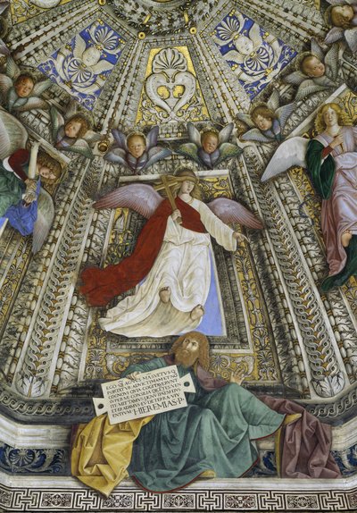 Prorok Jeremiasz i anioł, kopuła zakrystii św. Marka, Santuario della Santa Casa, Loreto, ok. 1477-93 (fresk) autorstwa Melozzo da Forli