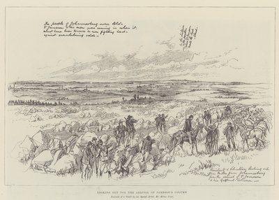 Wypatrując przybycia kolumny Jamesona (rycina) autorstwa Melton (after) Prior