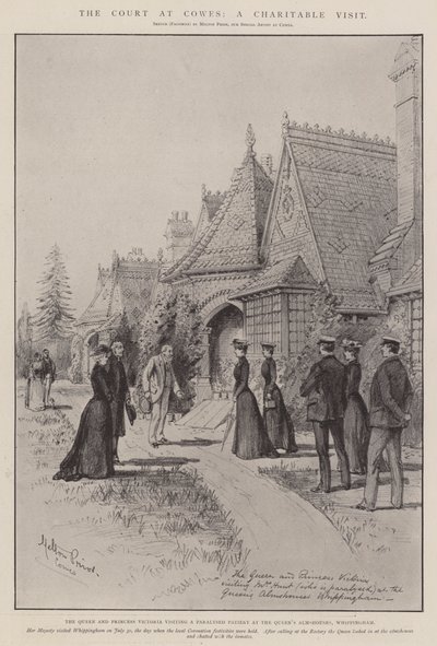 Dwór w Cowes, wizyta charytatywna autorstwa Melton Prior