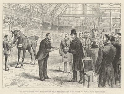 The London Horse Show, książę Walii wręcza puchar panu Moore